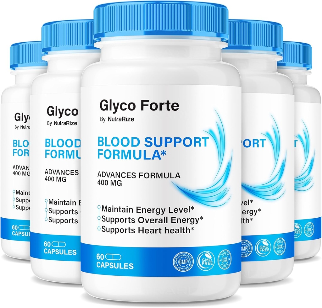 (5 Pack) Glyco Forte Capsules, Glycoforte officiel pour maintenir la santé globale, toute la formule naturelle pour soutenir la circulation sanguine, Premium Glyco Forte Pastilles Review (300 Capsules)