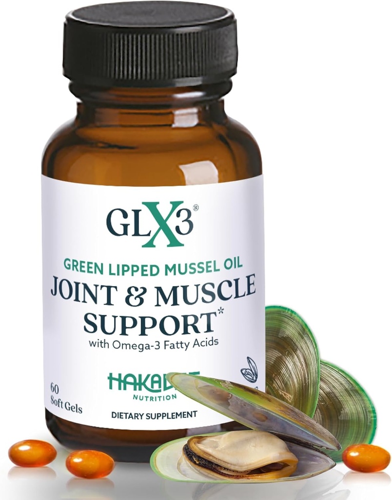 GLX3 Joint Support Extra Strength Omega-3 Supplement de Premium New Zealand Green Lipped Mussel Oil - Confort, flexibilité, récupération musculaire - ETA EPA DHA Omega 3 Capsules de supplément de Haka Life