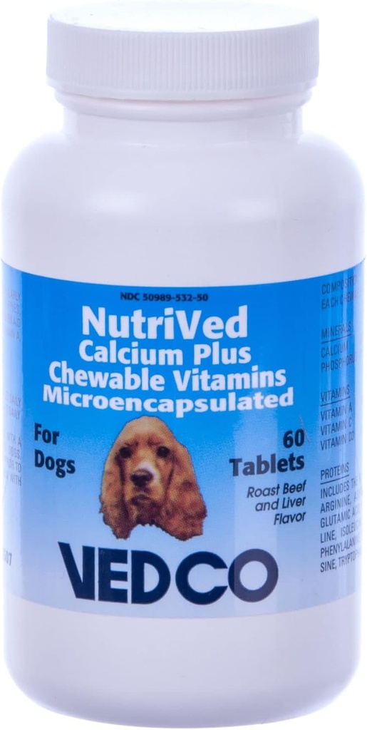 Calcium NutriVed Plus Vitamines à croquer pour chiens - 60 comprimés