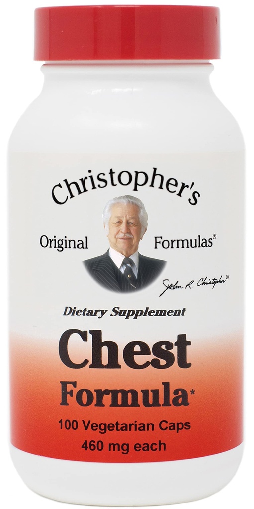 Formules originales de Christopher Formule de poitrine – Soutien immunitaire à l'herbe entière pour les saisons de rhume et de grippe, 460 mg, 100 capsules végétariennes