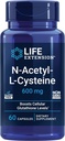 Extension de la durée de vie N-acétyl-L-Cysteine (NAC), Immune, respiratoire, santé du foie, NAC 600 mg, Potent antioxydant Support, radicaux libres, facile à absorber, 60 capsules