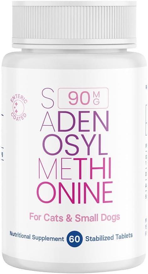 SAM-e Liver and Brain Health Supplement for Small Dogs and Cats - with S-aDENOSYLmethionine (Same), 60 Coated Tablets