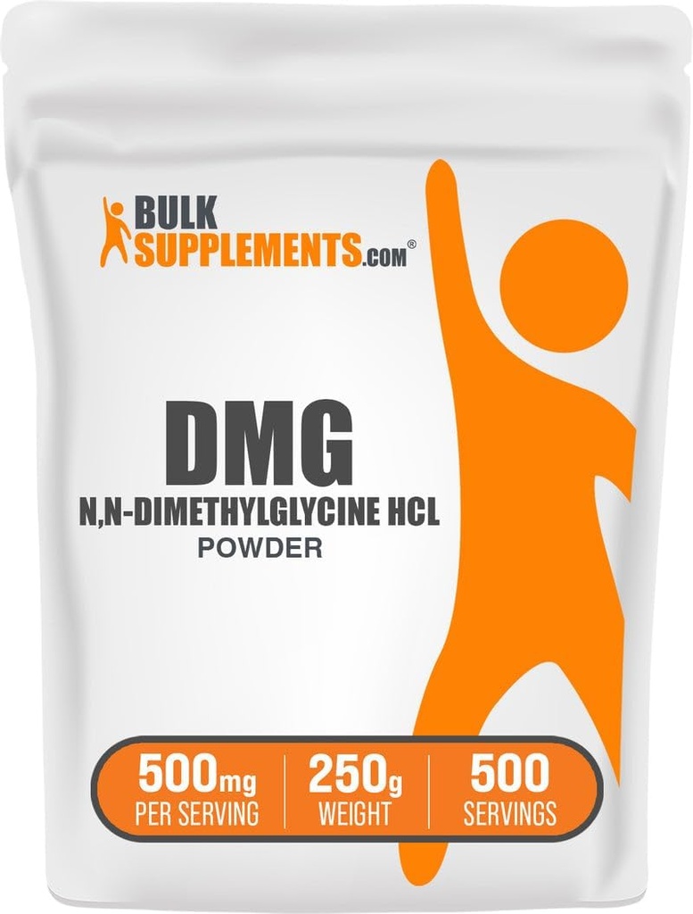 BulkSupplements.com Poudre DMG - comme N,N-Diméthylglycine HCl, Supplément DMG - Sans gluten, 500mg par portion, 250g (8,8 oz) (paquet de 1)