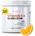 Supplément quotidien de poudre de vitamine C à dose élevée Livingood, 2 600 MG Acide ascorbique La poudre soutient l'immunité et la santé de la peau, vitamine C en poudre avec Quercetine, sucré avec Stevia, Vegan, 30 portions