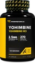 PrimaForce Yohimbine HCl 2,5mg, 270 Capsules - Supplément Premium, Boosts Performance, Zéro remplissage, Non-OGM et sans gluten
