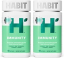 Habit Immunity Supplement 2 Pack (120 Capsules) - New Look, Echinacea, Elderberry, Turmeric, Zinc Blend pour soutenir la santé immunitaire et les niveaux antioxydants, végétalien, non-OGM