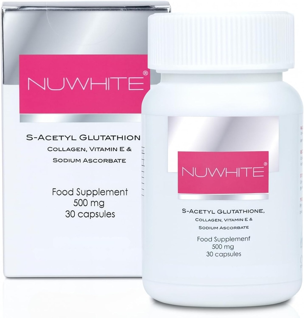 Nu White S-acétyl glutathion Nouvelle formule améliorée Blanchiment cutané 30 capsules