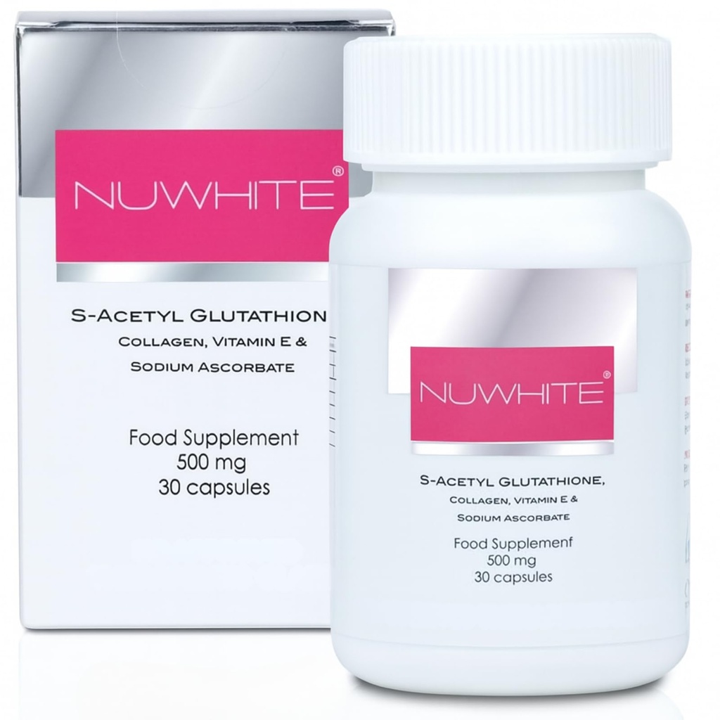 Nu White S-acétyl glutathion Nouvelle formule améliorée Blanchiment cutané 30 capsules