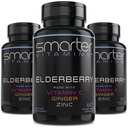 (3 packs) Capsules de baies d'eau plus intelligentes + vitamine C + gingembre et zinc, supplément à base de plantes, puissant extrait de baies de l'aîné noir antioxydant vitamine, 180 pilules véganes