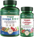 Ensemble de produits de pureté - Vegan Omega 3-6-9 (180 ct)+ Vegan Collagen Builder Omega 3-6-9 ('5 in 1'' Acide gras essentiel Omega à base végétale) - Vegan Collagen Builder (w/ingrédients clés à base végétale)