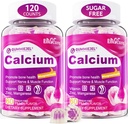 Citrate de calcium sans sucre Gommies 1000mg w/Vitamine D3 K2, Magnésium, zinc, Boron, Manganèse, Cuivre pour os, Muscle & Immune, Ultimate Absorption Supplément de calcium pour les femmes et les hommes - Vegan, 120 Cts
