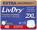 LivDry Adulte XXL Incontinence Sous-vêtements, Absorbance extra confort, Protection contre les fuites, XX-Grand, 48-Pack