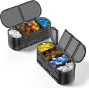 Voyage de l'organisateur de la pilule hebdomadaire, 2/3/4 fois par jour, conception d'ouverture à double side, boîte à pilules portable pour stocker les huiles de poisson/médication/vitamines/Suppléments (2PC noir)