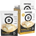 Devotion Nutrition Protein Powder Blend | Gluten Free, Keto Friendly, No Added Sugars | 1g MCT | 20g Whey & Micellar Protein | 12 Single Serving Packets (Buttery Blend)