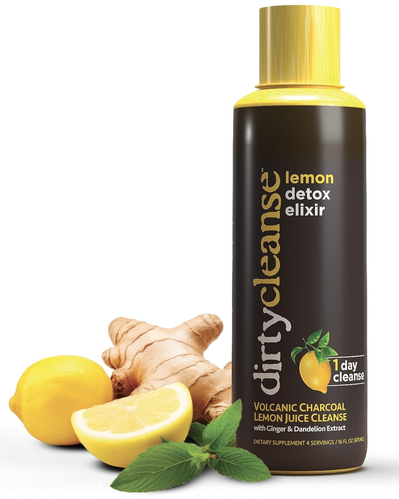 Détox citron avec charbon de bois volcanique avec gingembre et extrait de dandelion, 4 portions