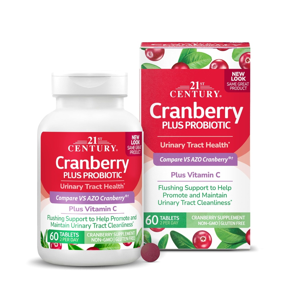 Comprimés probiotiques Cranberry Plus du 21e siècle, 60 comtes