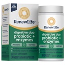 Renouveler Vie Digestive Duo Probiotique et Enzymes Capsules végétariennes, Probiotique favorise la santé digestive, les enzymes à action rapide aide la digestion, avec des herbes apaisantes - 30 Compte