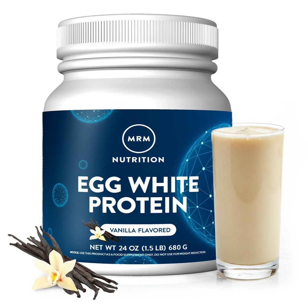 MRM Nutrition Oeuf Protéine blanche de la vanille Aromatisée de 23g Protéine sans gras avec enzymes digestives de la plus haute valeur biologique de 20 portions testées cliniquement