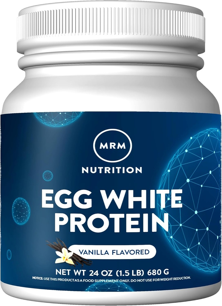 MRM Nutrition Oeuf Protéine blanche de la vanille Aromatisée de 23g Protéine sans gras avec enzymes digestives de la plus haute valeur biologique de 20 portions testées cliniquement