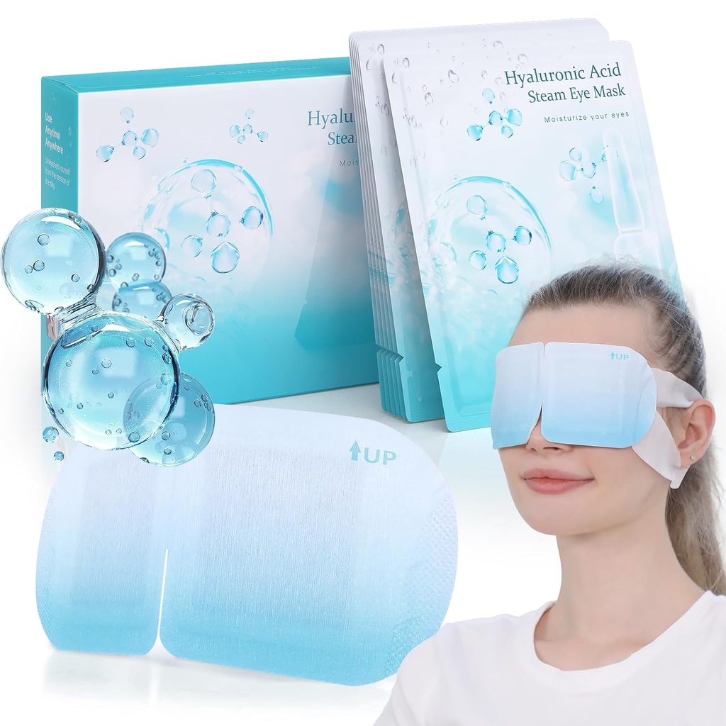 LC-dolida 14 Packs Hyaluronic Acid Steam Eye Mask Heated Eye Mask for Dry Eyes Disposable Self Heating Eye Steam Mask for Sleep Spa Travel Business Trip Supplements Relaxation Gifts for Women, Men