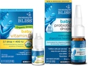 Mom's Bliss Bio bébé vitamine D gouttes 100 portions (paquet de 1) avec bébé gouttes probiotiques tous les jours 30 portions (paquet de 1)