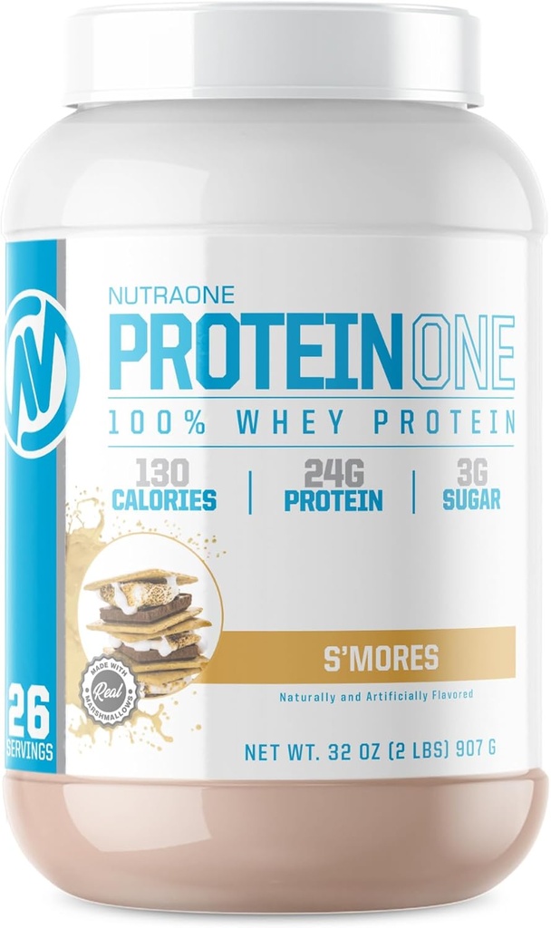 NutraOne ProteinOne Whey Protein favorise la récupération et construire un muscle avec une poudre de shake de protéines pour les hommes et les femmes (S)
