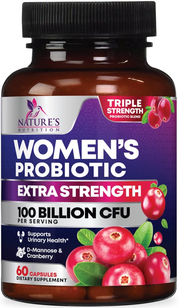 Probiotiques pour les femmes Soutien de la santé digestive - 90 milliards UFC Probiotique pour les femmes, 16 souches, canneberge, probiotique vaginal avec prébiotiques, PH, immunitaire, urinaire et soutien de la santé féminine, 60 capsules
