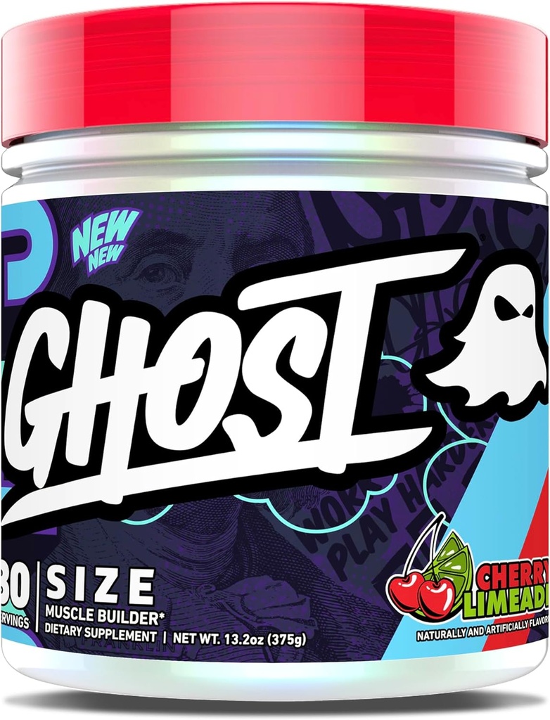GHOST Taille V3 Muscle Builder Dietary Supplement - Cherry Limeade, 30 portions – Soutenir la croissance musculaire et le renforcement pour les hommes et les femmes - Créatine et Betaine - Sans sucre et gluten