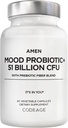 Amen Mood Probiotic Supplement 51 Million CFU - Prébiotiques et probiotiques biologiques - Acidocilus Probiotic Pills, Fibres - Mood Organic Ashwagandha, Bleuets - Vegan & Non-OGM - 60 Capsules