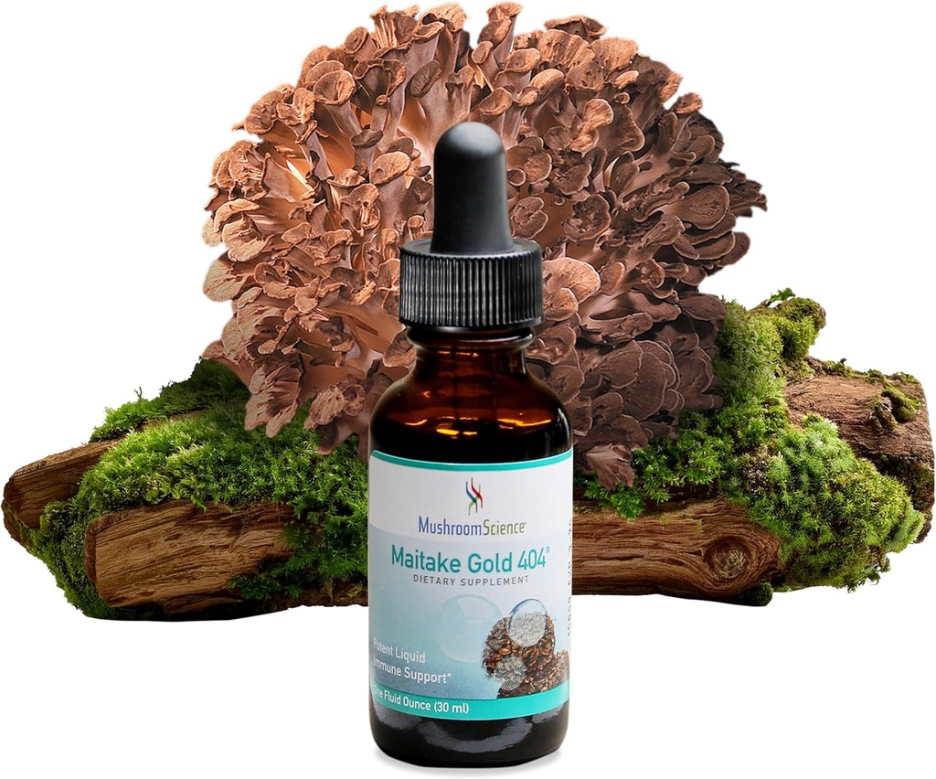 ChampignonScience MaitakeGold 404 Champignon Supplément, Extrait liquide, Soutien à la défense de la santé, Supplément alimentaire naturel pour adultes, Champignons extraits d'eau chaude, Végétarien, 1 Oz, 180 portions