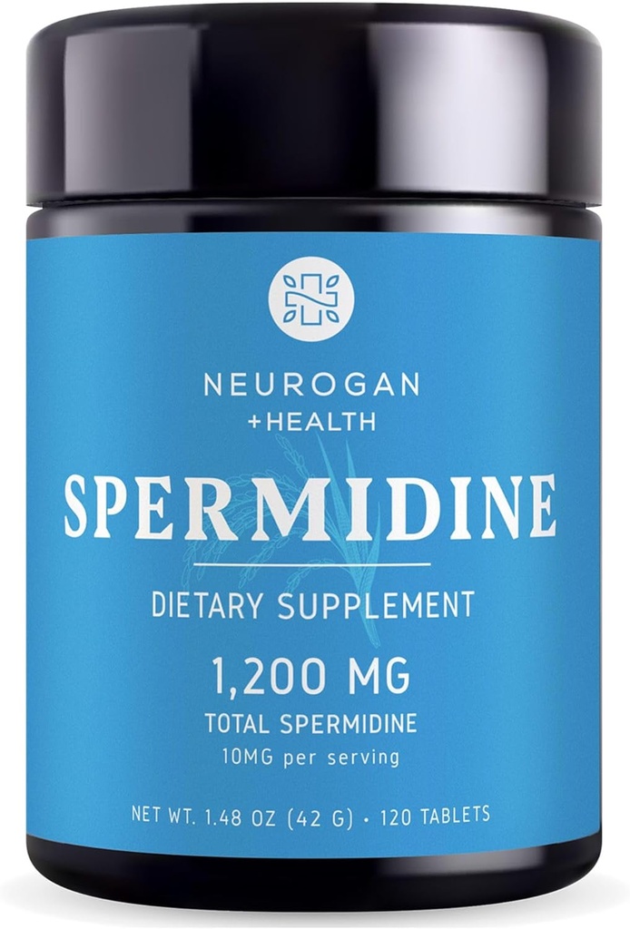 Supplément de spermidine neurogane - 1200mg - 99 % Pure 100x Extrait de germe de riz et de blé - pour la santé cellulaire, l'anti-âge et l'énergie* - Fabriqué aux États-Unis - 10MG par portion - 120 portions