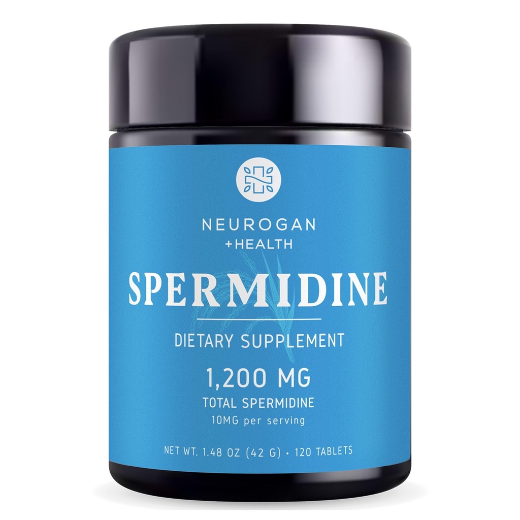 Supplément de spermidine neurogane - 1200mg - 99 % Pure 100x Extrait de germe de riz et de blé - pour la santé cellulaire, l'anti-âge et l'énergie* - Fabriqué aux États-Unis - 10MG par portion - 120 portions