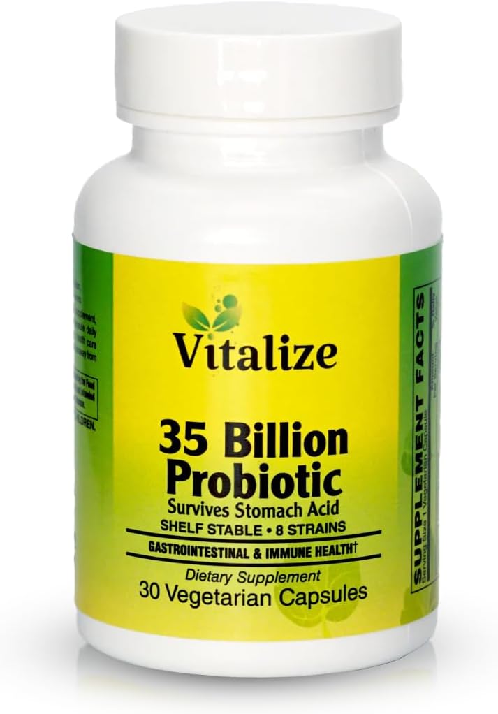 UVitalize - 35 Million PROBIOTIQUE , Probiotiques pour les femmes et les hommes , Probiotique avec 8 Stains Probiotiques , Soutien Métabolisme et santé digestive Capsules Probiotiques végétaliens pour tous , 30 Capsules Végétariennes
