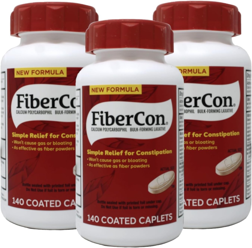 FiberCon Fiber Therapy pour la régularité, Caplets, Valeur Taille 140 Caplets (Pack de 3) par Fibercon