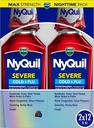 Vicks NyQuil SEVERE Médecine du rhume, de la grippe et de la congestion, 2x12 fl oz Twin Pack, Arôme de baie, Force maximale, Relief nocturne