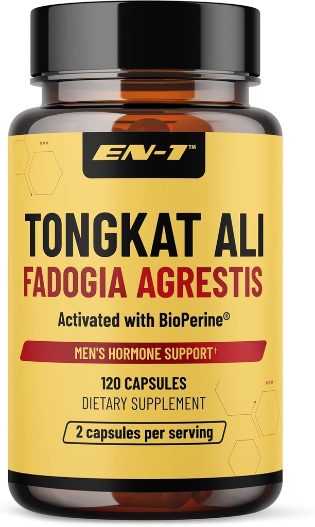 EN-1 Tongkat Ali pour hommes (Longjack) Fadogia Agrestis et Tongkat Ali Supplément 1205mg par portion avec BioPerine, Tongat-ali pour hommes - 120 Capsules Tonkat-Ali Long Jack