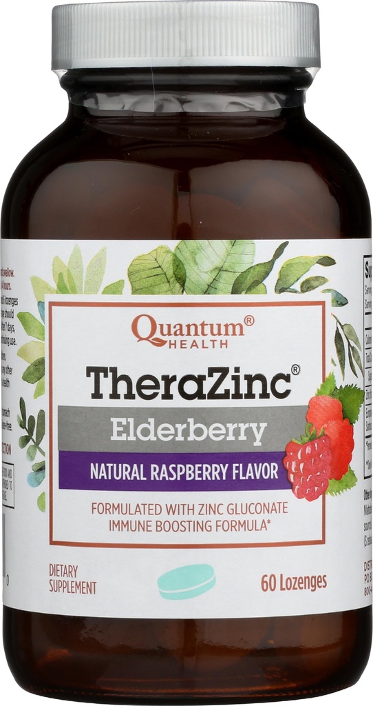 Quantum Health TheraZinc Elderberry Lozenges, fabriqué avec du gluconate de zinc pour le soutien immunitaire, 60 comtes