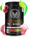 Pré-entraînement nocturne - Pas de pré-entraînement de nuit caféine pour les hommes et les femmes pour les pompes à haute énergie et volumineuses - Cherry Limeade, 30 portions