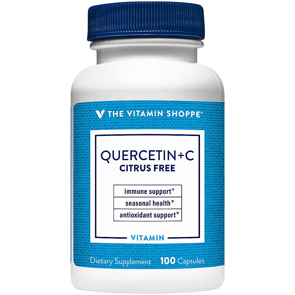 La vitamine Shoppe Quercetin + vitamine C, sans agrumes, antioxydant qui soutient une immune saine pour toutes les saisons (100 capsules)