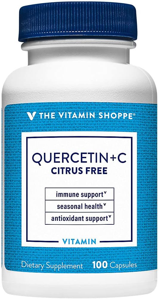 La vitamine Shoppe Quercetin + vitamine C, sans agrumes, antioxydant qui soutient une immune saine pour toutes les saisons (100 capsules)