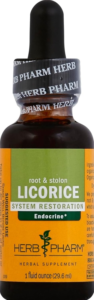 Extrait liquide de réglisse biologique certifié Herb Pharm pour le support du système endocrinien - 1 once (DLIC01)