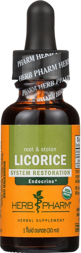Extrait liquide de réglisse biologique certifié Herb Pharm pour le support du système endocrinien - 1 once (DLIC01)