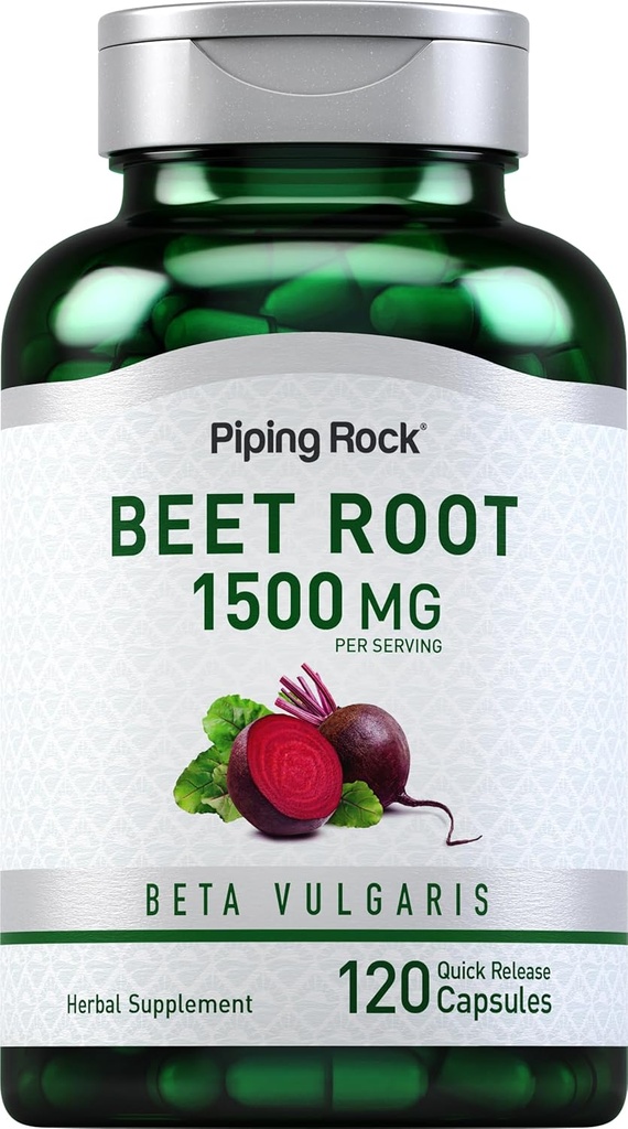Pipeping Rock Capsules de racines de betteraves à papier 1500 mg 120 pilules Supplément d'extrait de plantes pour les hommes et les femmes