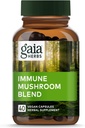 Gaia Herbs Immune Mushroom Blend - Supplément de champignons de soutien immunitaire pour la santé annuelle* - avec Reishi, Cordyceps, Turkey Tail, Shiitake et Chaga Mushrooms - 40 capsules végétaliennes (40 jours d'approvisionnement)