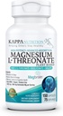 Kappa Nutrition Propulsé par MagbrainTM Magnésium L-Thréonate à base végétale, 420mg Magnésium élémentaire (3 Capsules) de 2,253mg, 150 Capsules Vegan, Cerveau, Sommeil et Soutien musculaire.