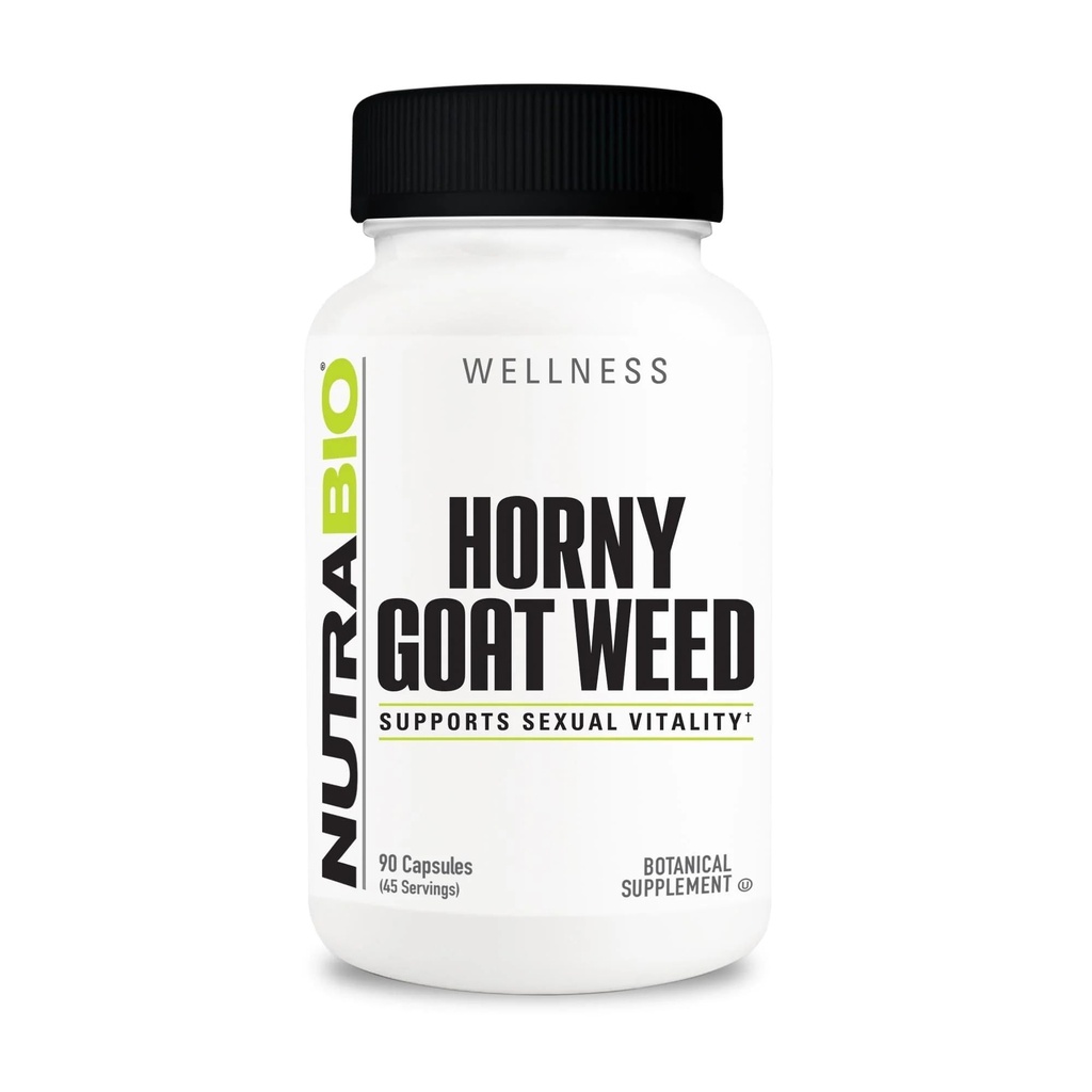 NutraBio Horny Goat Extract Supplément, 500mg - pour les hommes et les femmes, aide à soutenir l'énergie et la vitalité, 90 capsules végétales
