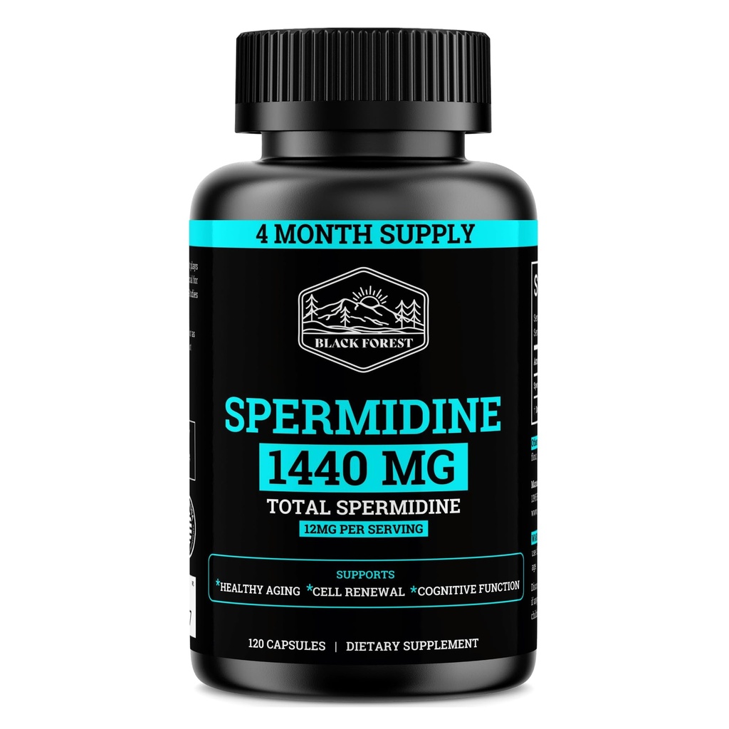 Spermidine Supplement (1440mg of 99% Pure Spermidine Supplements For Women & Men) 4 Months Supply (100X More Potent Than Wheat Germ Extract) 12MGS Per Serving For Cellular Health, Anti-Aging & Energy