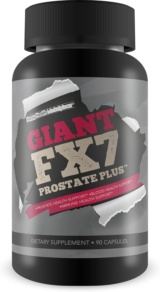 Giant FX7 Prostate Plus - Suppléments Prostate pour le support de la prostate et le soutien du flux sanguin - Soutien Énergie et Endurance - Promouvoir la fonction et la taille de la prostate saine - Soutien Prostate Homme avec Zinc