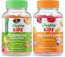 Curcumine curcumine curcuma vieable enfants + multivitamines enfants, bundle de gommes - Grande dégustation, supplément de vitamine, sans gluten, sans OGM, gommy à croquer