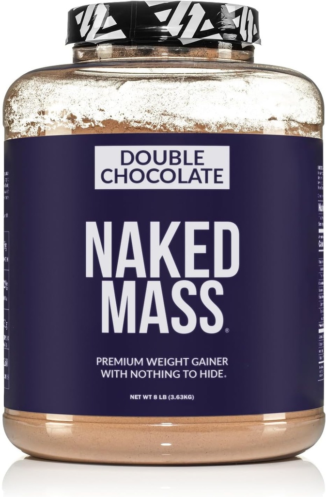 NAKED Double Chocolat Masse - 1.260 Calories, Protéines 50G, Rien d'artificiel. Toute la poudre naturelle de protéines gaineuses - 8Lb en vrac, sans OGM, sans gluten et sans soja